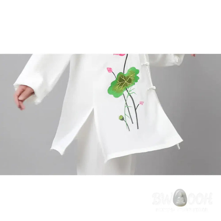 Buddha Stones Lotus Flower Leaf Pattern Tai Chi Meditation Prayer Spiritual Zen Practice Clothing Women’s Set - Clothes
