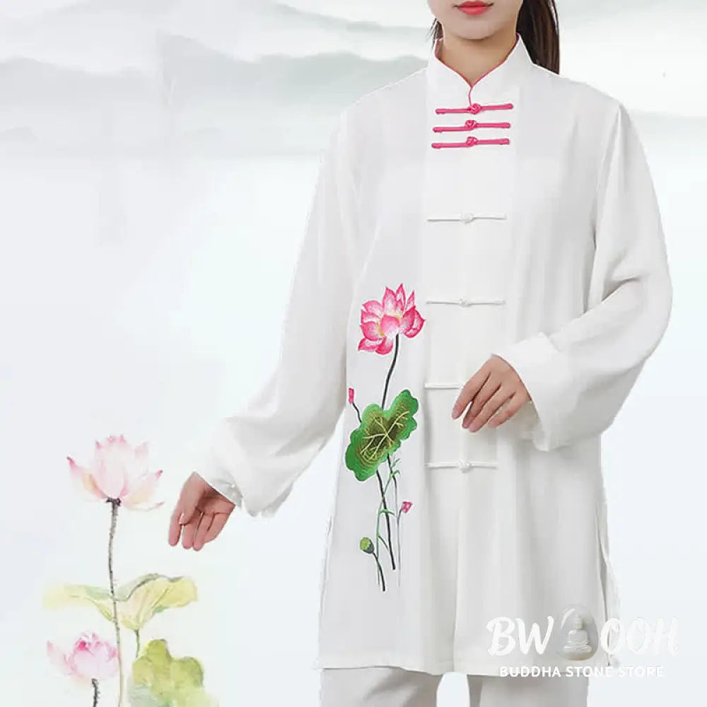 Buddha Stones Lotus Flower Leaf Pattern Tai Chi Meditation Prayer Spiritual Zen Practice Clothing Women’s Set - Clothes