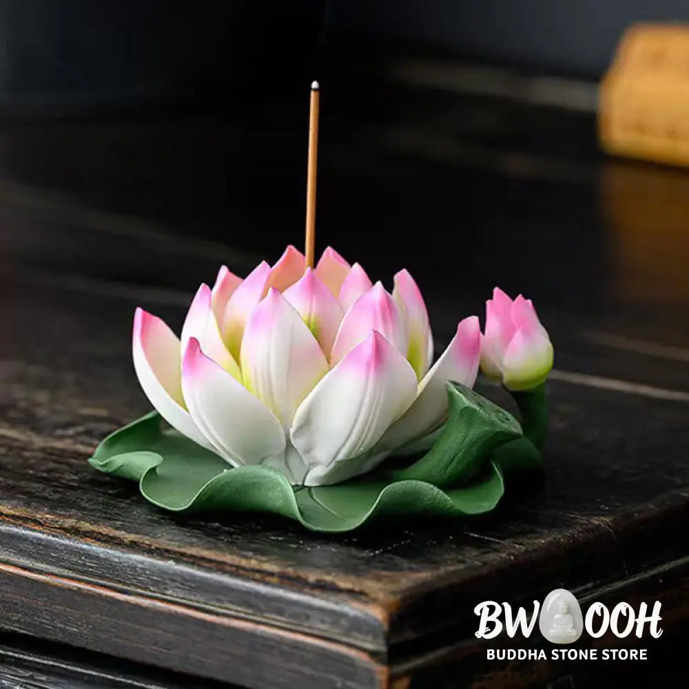 BWOOOH ceramic incense burner - Lotus Flower Leaf Pod Spiritual Hea
