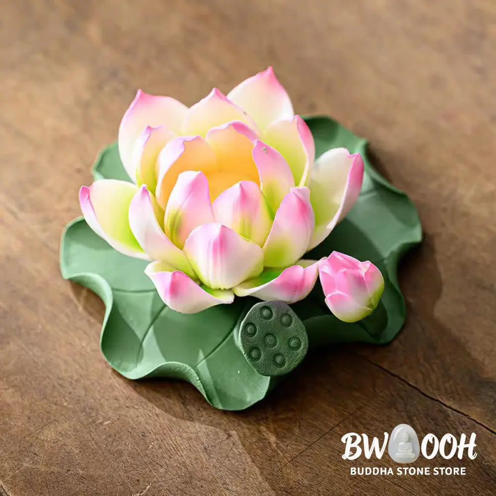 BWOOOH ceramic incense burner - Lotus Flower Leaf Pod Spiritual Hea