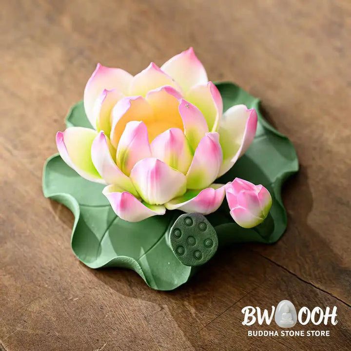 BWOOOH ceramic incense burner - Lotus Flower Leaf Pod Spiritual Hea