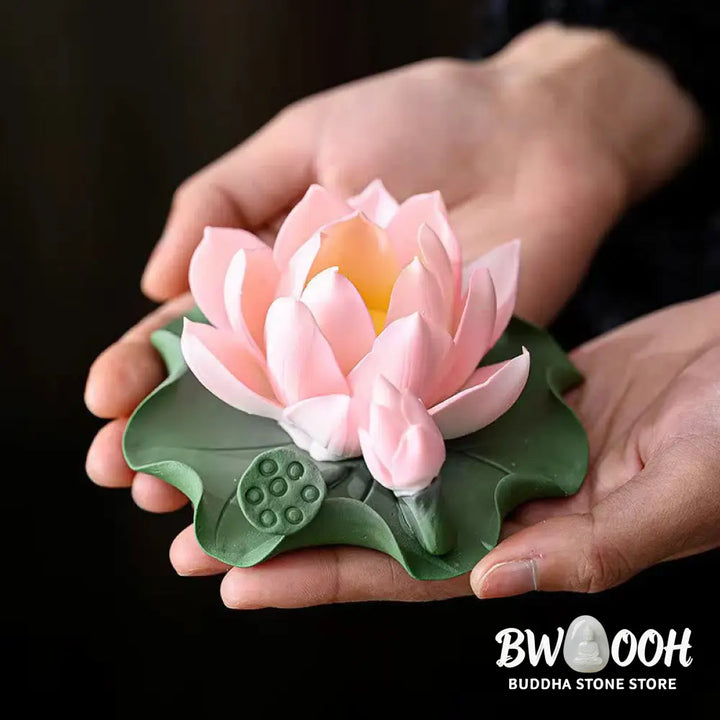 BWOOOH ceramic incense burner - Lotus Flower Leaf Pod Spiritual Hea