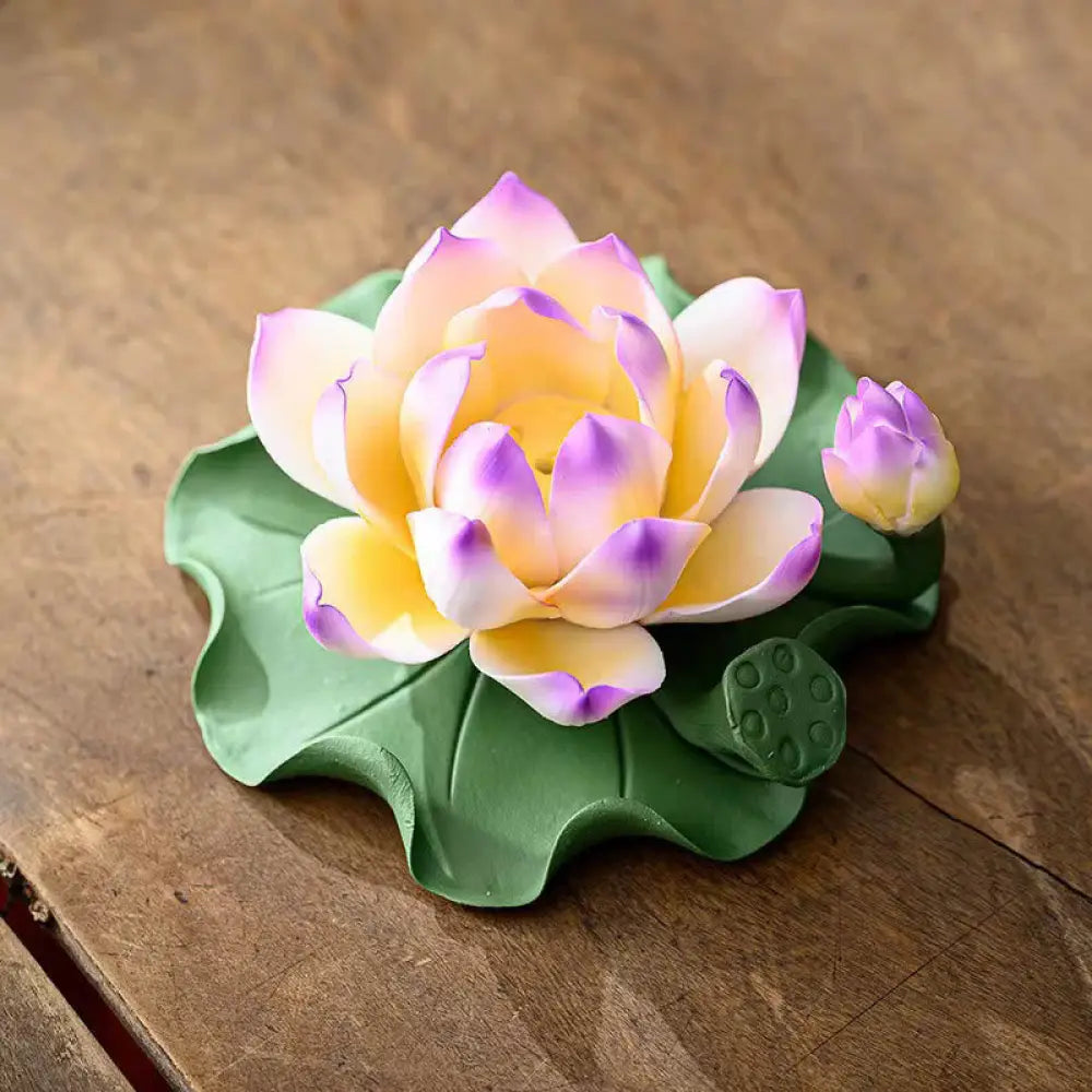 BWOOOH ceramic incense burner - Lotus Flower Leaf Pod Spiritual Hea