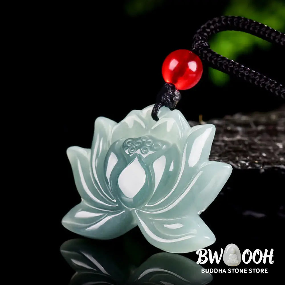 Buddha Stones Lotus Flower Pattern Carved Jade Prosperity Necklace Pendant - BWOOOH - Jade(Prosperity♥Abundance)