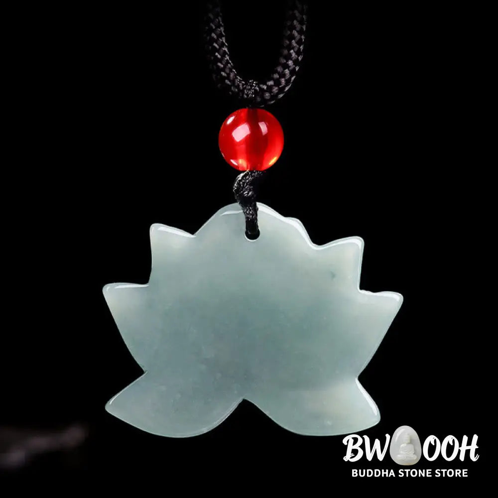 Buddha Stones Lotus Flower Pattern Carved Jade Prosperity Necklace Pendant - BWOOOH - Jade(Prosperity♥Abundance)