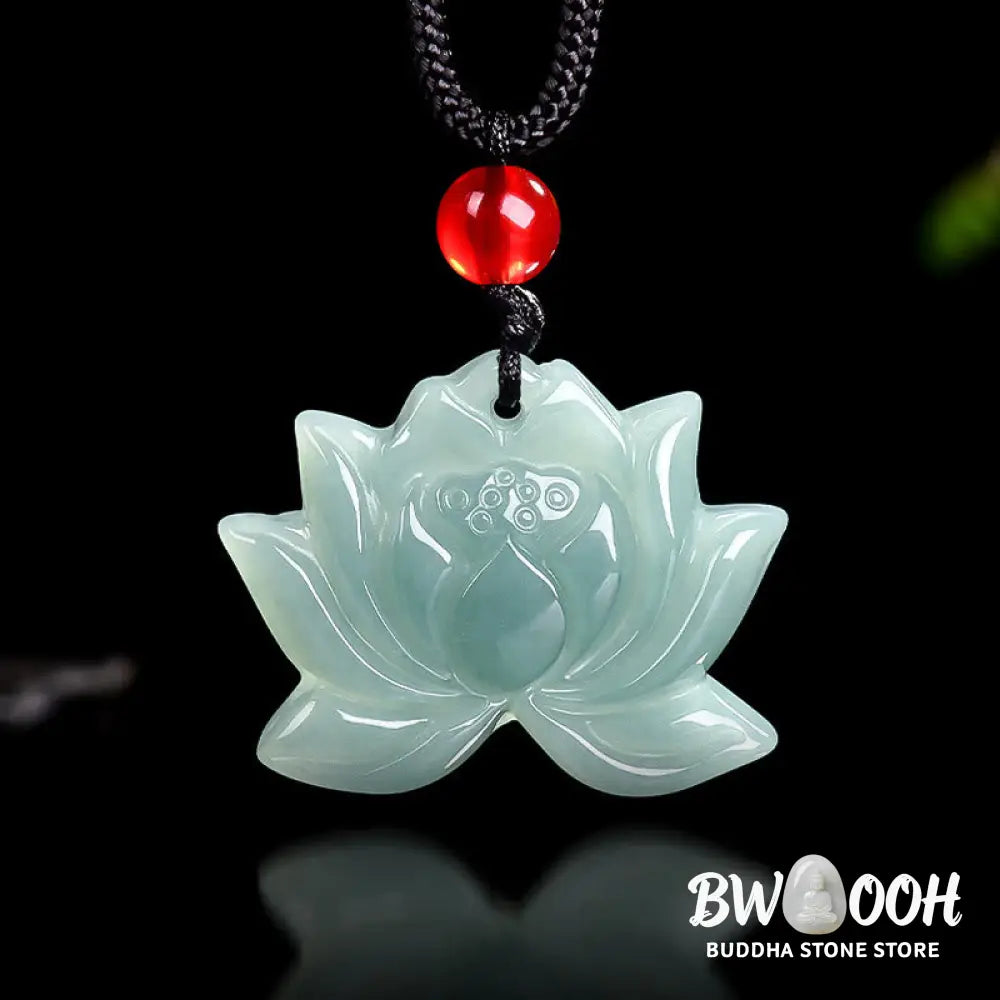 Buddha Stones Lotus Flower Pattern Carved Jade Prosperity Necklace Pendant - BWOOOH - Jade(Prosperity♥Abundance)