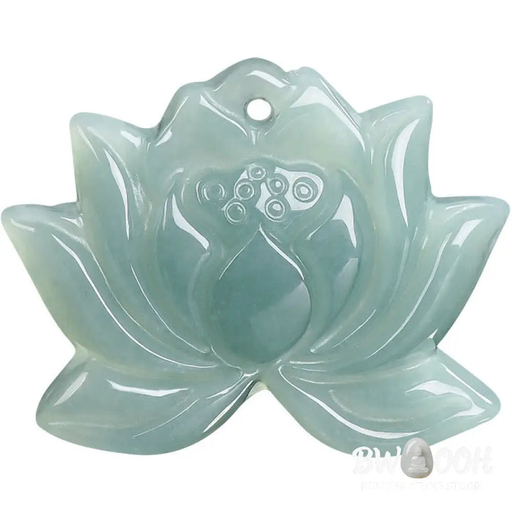 Buddha Stones Lotus Flower Pattern Carved Jade Prosperity Necklace Pendant - BWOOOH - Jade(Prosperity♥Abundance)