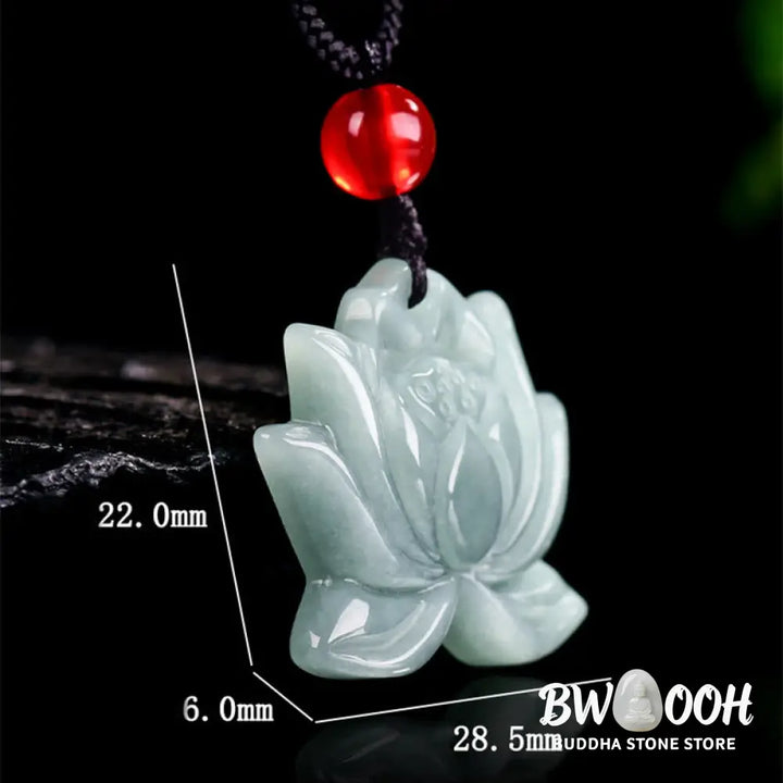 Buddha Stones Lotus Flower Pattern Carved Jade Prosperity Necklace Pendant - BWOOOH - Jade(Prosperity♥Abundance)