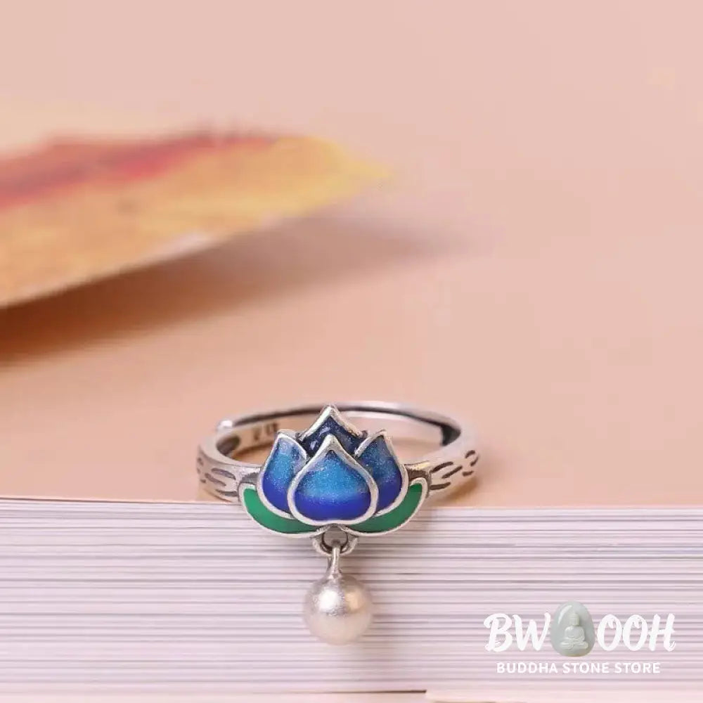 Buddha Stones Lotus Flower Pattern Enlightenment Ring - BWOOOH - LOTUS SYMBOL(Enlightenment♥New Beginning) - Ring