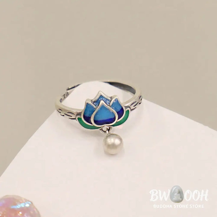 Buddha Stones Lotus Flower Pattern Enlightenment Ring - BWOOOH - LOTUS SYMBOL(Enlightenment♥New Beginning) - Ring