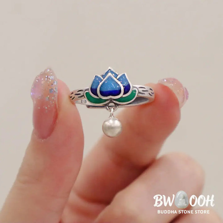 Buddha Stones Lotus Flower Pattern Enlightenment Ring - BWOOOH - LOTUS SYMBOL(Enlightenment♥New Beginning) - Ring