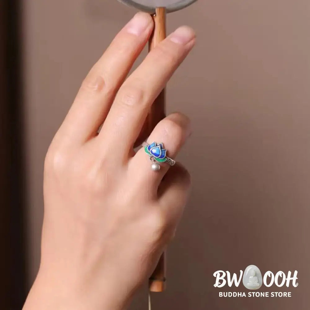 Buddha Stones Lotus Flower Pattern Enlightenment Ring - BWOOOH - LOTUS SYMBOL(Enlightenment♥New Beginning) - Ring