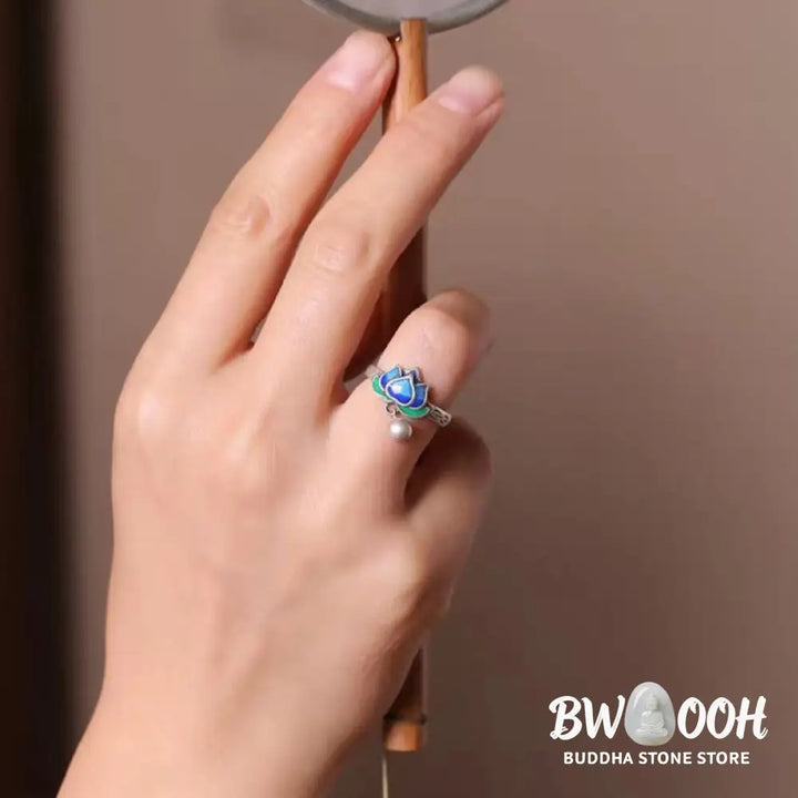 Buddha Stones Lotus Flower Pattern Enlightenment Ring - BWOOOH - LOTUS SYMBOL(Enlightenment♥New Beginning) - Ring