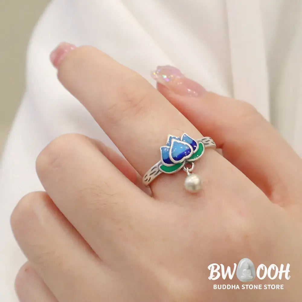 Buddha Stones Lotus Flower Pattern Enlightenment Ring - BWOOOH - LOTUS SYMBOL(Enlightenment♥New Beginning) - Ring