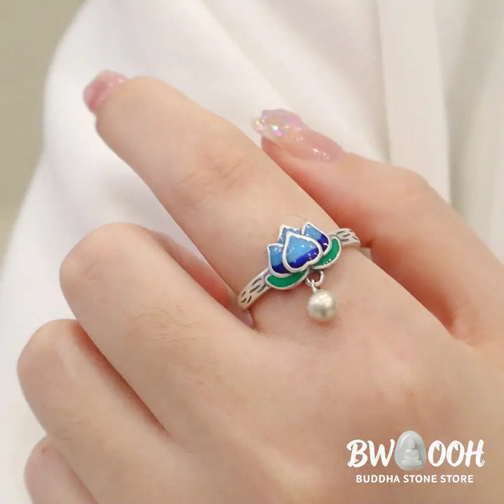 Buddha Stones Lotus Flower Pattern Enlightenment Ring - BWOOOH - LOTUS SYMBOL(Enlightenment♥New Beginning) - Ring