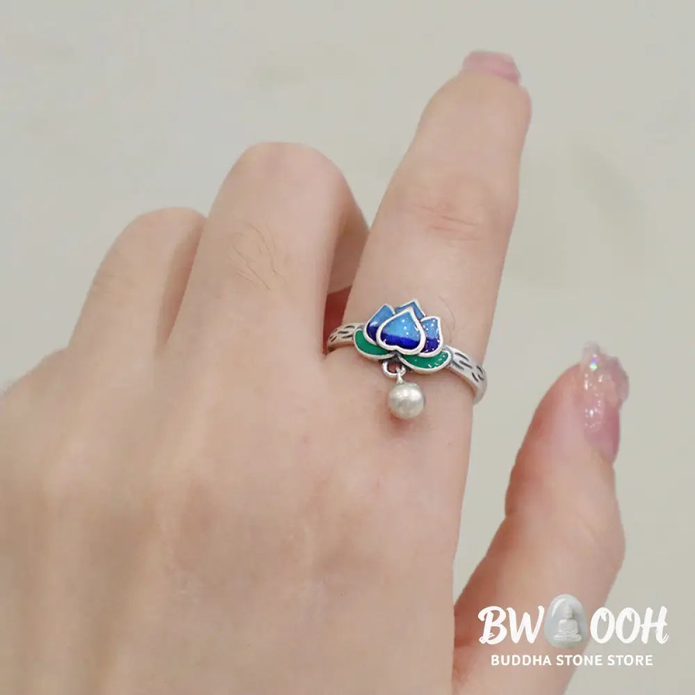 Buddha Stones Lotus Flower Pattern Enlightenment Ring - BWOOOH - LOTUS SYMBOL(Enlightenment♥New Beginning) - Ring