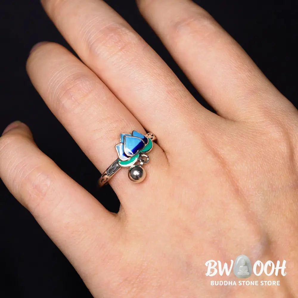 Buddha Stones Lotus Flower Pattern Enlightenment Ring - BWOOOH - LOTUS SYMBOL(Enlightenment♥New Beginning) - Ring