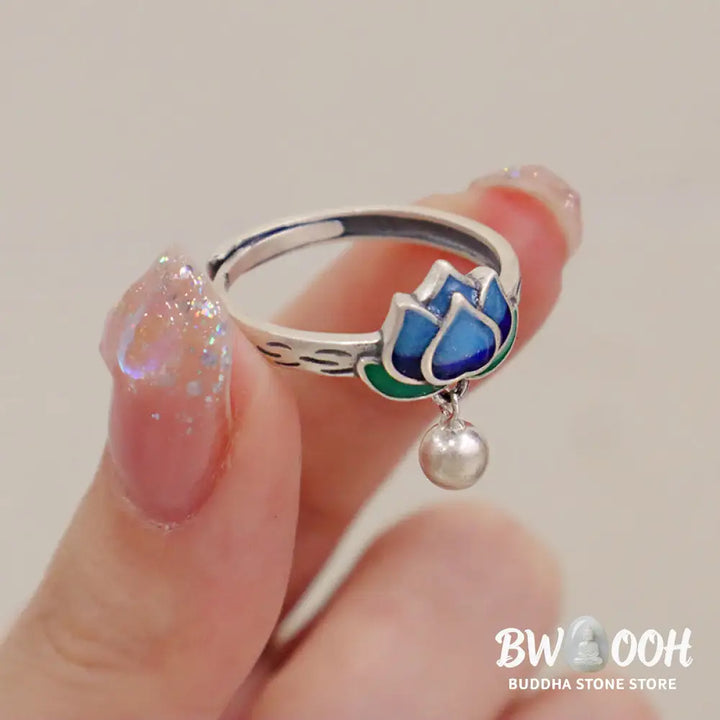 Buddha Stones Lotus Flower Pattern Enlightenment Ring - BWOOOH - LOTUS SYMBOL(Enlightenment♥New Beginning) - Ring