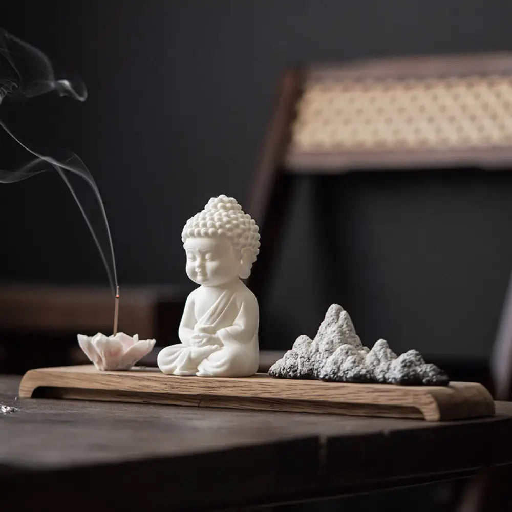 BWOOOH Lotus Flower Tathagata Kwan Yin Avalokitesvara Ksitigarbha Meditation Ceramic Stick Incense Burner