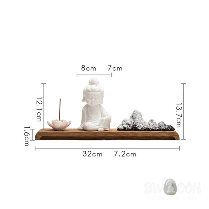 BWOOOH Lotus Flower Tathagata Kwan Yin Avalokitesvara Ksitigarbha Meditation Ceramic Stick Incense Burner