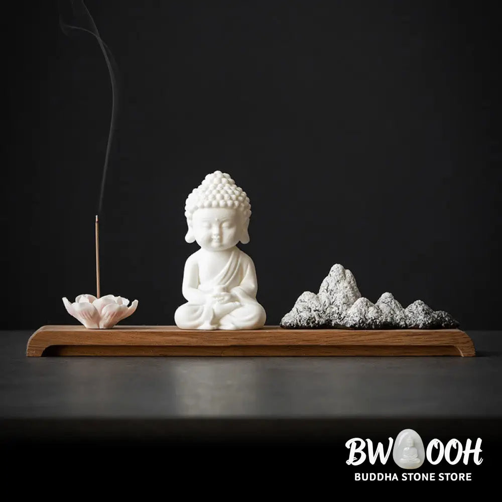 BWOOOH Lotus Flower Tathagata Kwan Yin Avalokitesvara Ksitigarbha Meditation Ceramic Stick Incense Burner