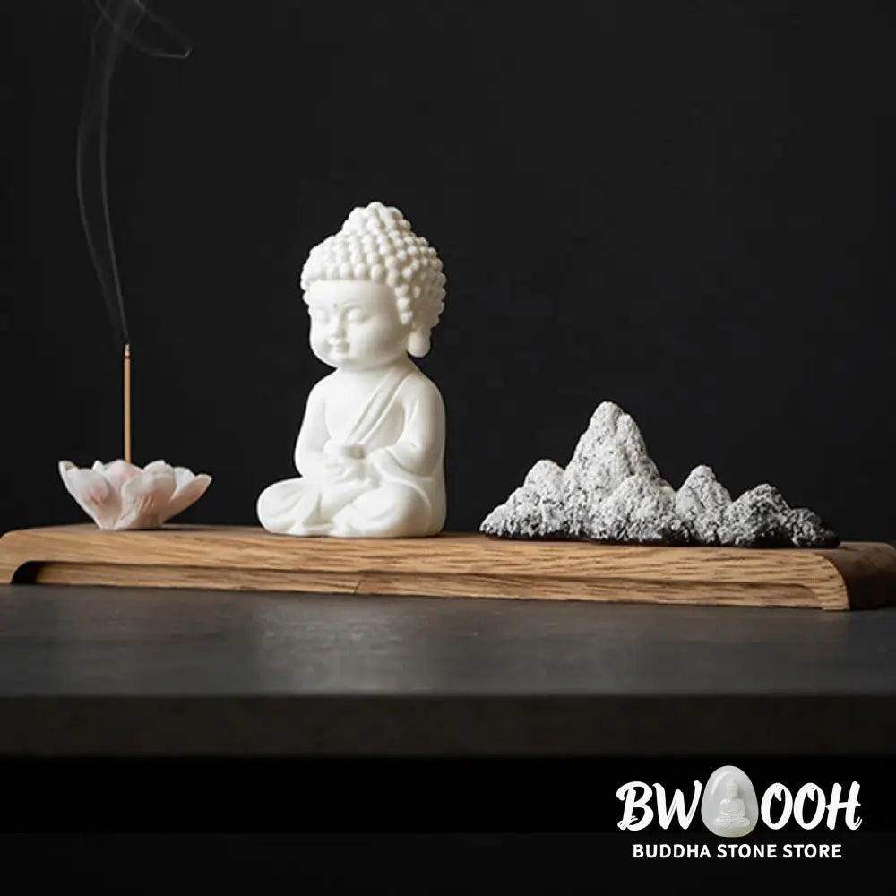 BWOOOH Lotus Flower Tathagata Kwan Yin Avalokitesvara Ksitigarbha Meditation Ceramic Stick Incense Burner