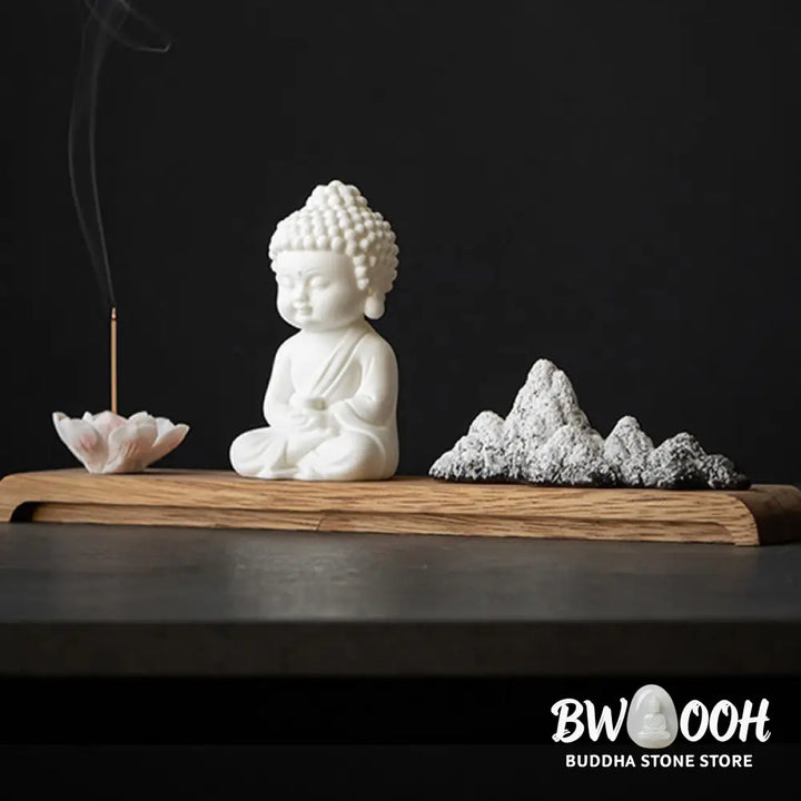 BWOOOH Lotus Flower Tathagata Kwan Yin Avalokitesvara Ksitigarbha Meditation Ceramic Stick Incense Burner