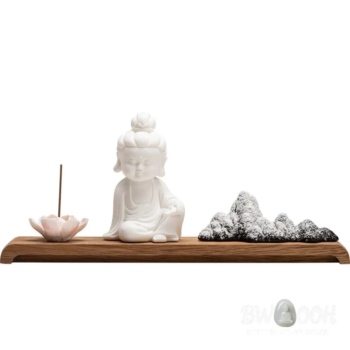 BWOOOH Lotus Flower Tathagata Kwan Yin Avalokitesvara Ksitigarbha Meditation Ceramic Stick Incense Burner