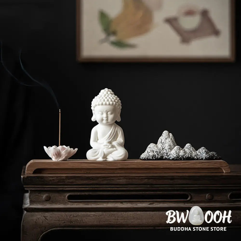 BWOOOH Lotus Flower Tathagata Kwan Yin Avalokitesvara Ksitigarbha Meditation Ceramic Stick Incense Burner