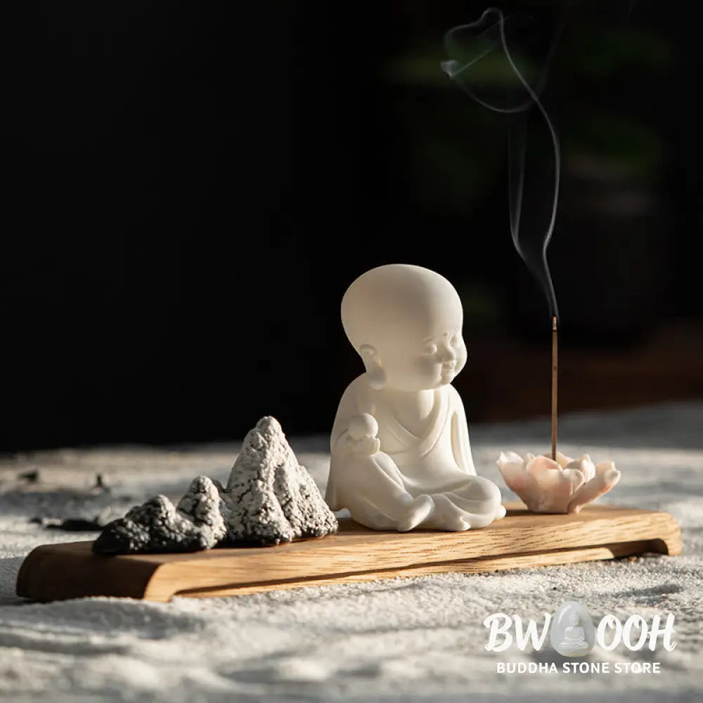 BWOOOH Lotus Flower Tathagata Kwan Yin Avalokitesvara Ksitigarbha Meditation Ceramic Stick Incense Burner