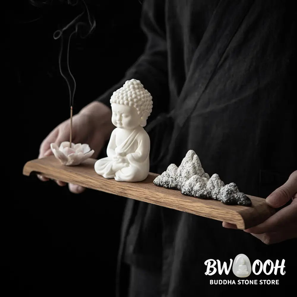 BWOOOH Lotus Flower Tathagata Kwan Yin Avalokitesvara Ksitigarbha Meditation Ceramic Stick Incense Burner