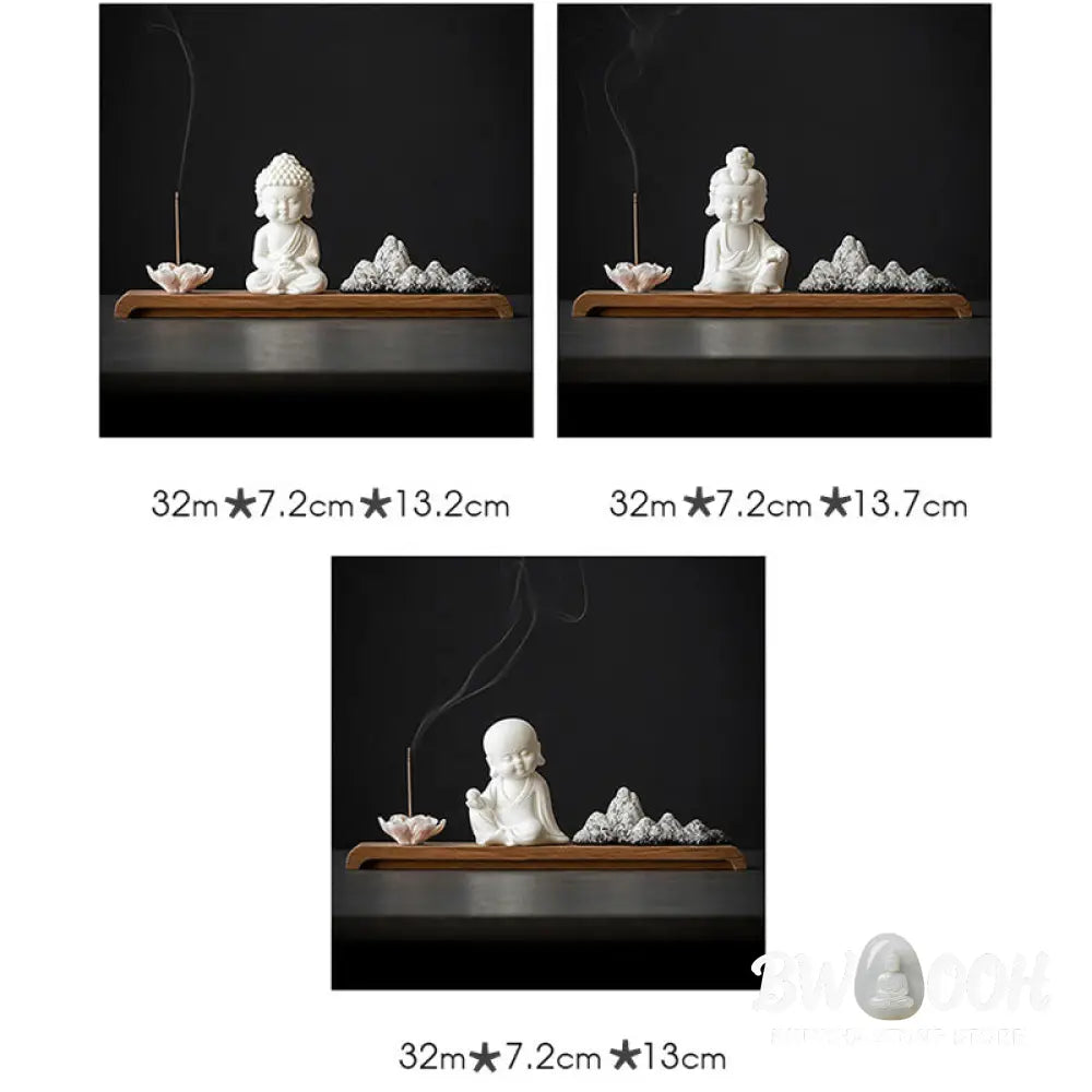 BWOOOH Lotus Flower Tathagata Kwan Yin Avalokitesvara Ksitigarbha Meditation Ceramic Stick Incense Burner