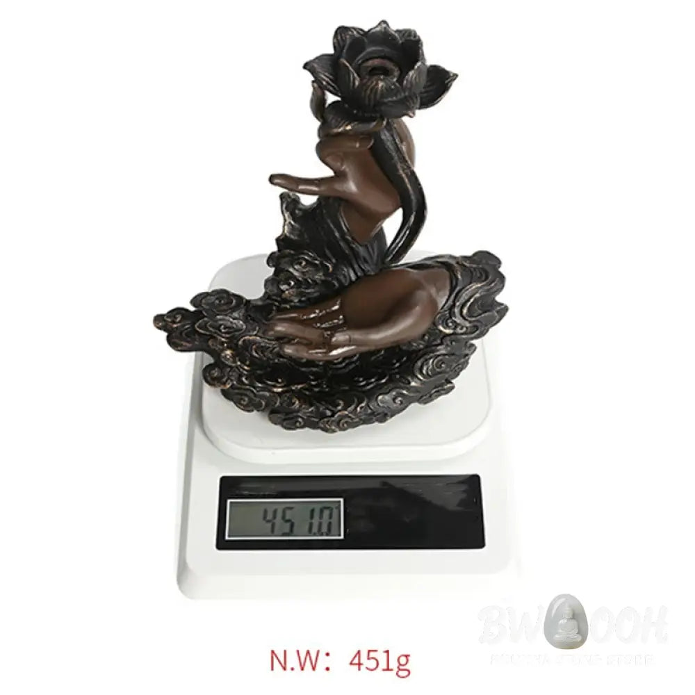 BWOOOH Lotus Buddha Hand Auspicious Clouds Pattern Meditation Resin Backflow Incense Burner - Lotus Buddha Hand