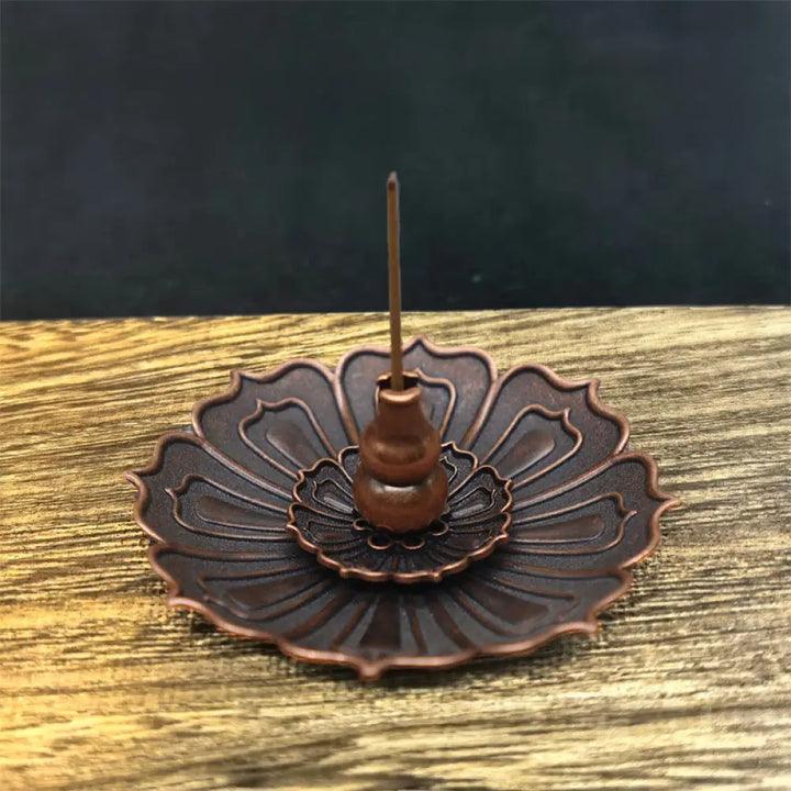 Buddha Stones Lotus Home Decoration Incense Burner - Brown Lotus(8.8*3.2cm) - Incense Burner