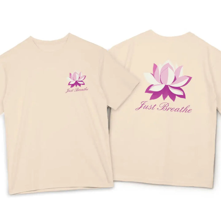 Buddha Stones Lotus Just Breathe Tee T-shirt - Bisque / S - T-Shirts