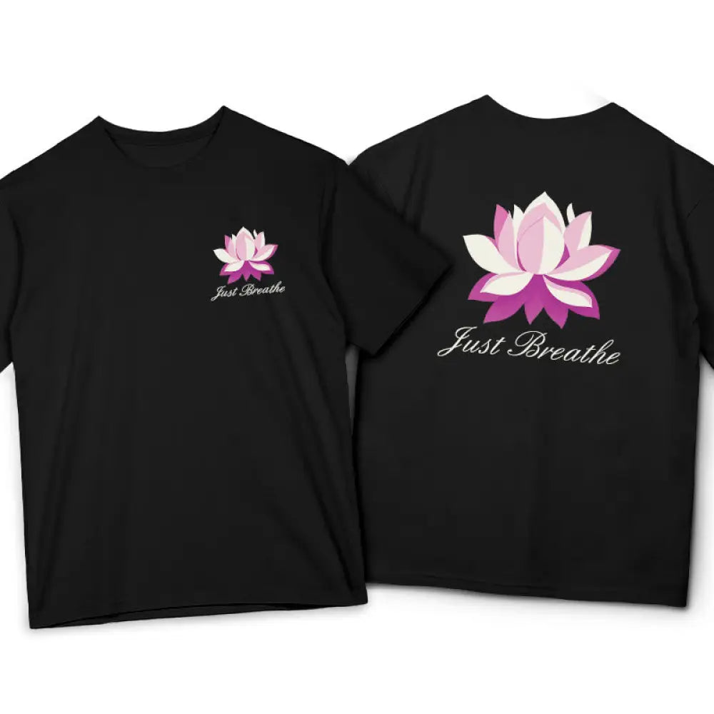 Buddha Stones Lotus Just Breathe Tee T-shirt - Black / S - T-Shirts