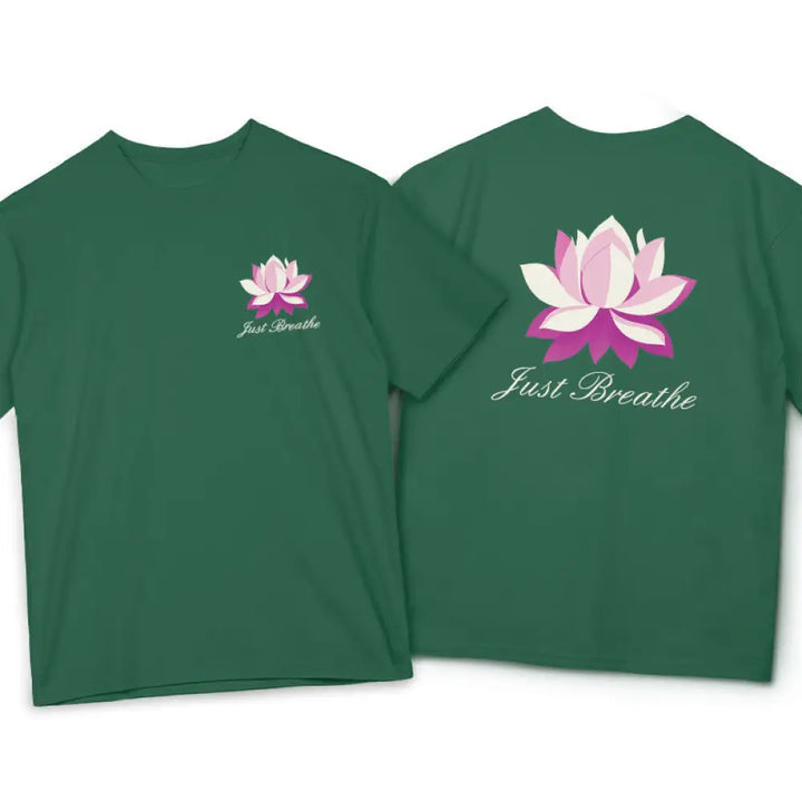 Buddha Stones Lotus Just Breathe Tee T-shirt - ForestGreen / S - T-Shirts