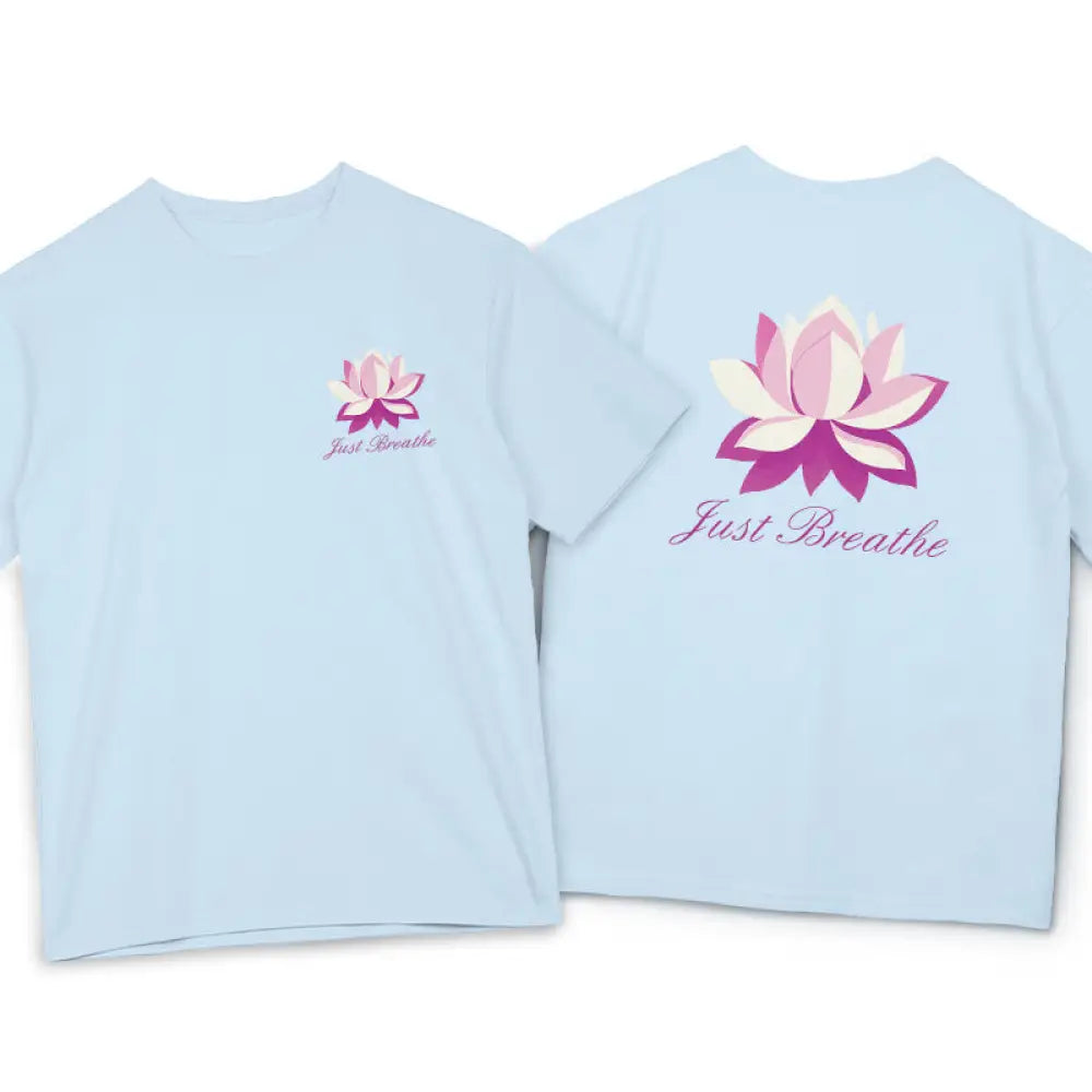 Buddha Stones Lotus Just Breathe Tee T-shirt - LightCyan / S - T-Shirts