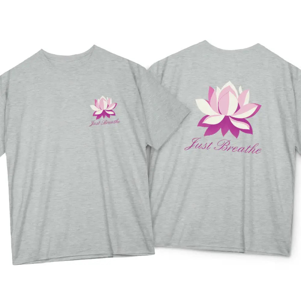 Buddha Stones Lotus Just Breathe Tee T-shirt - LightGrey / S - T-Shirts
