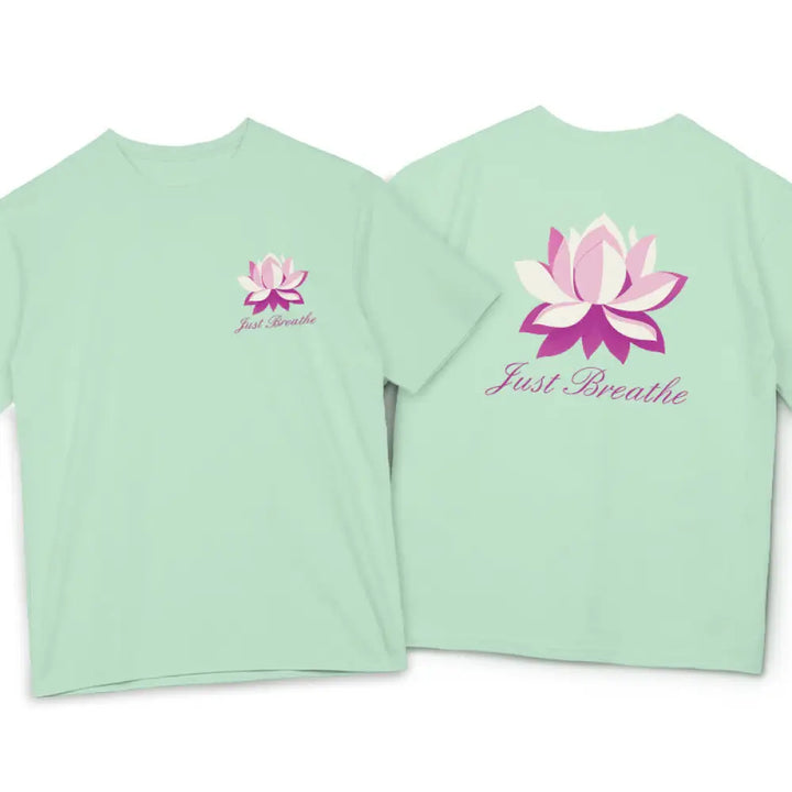 Buddha Stones Lotus Just Breathe Tee T-shirt - PaleGreen / S - T-Shirts