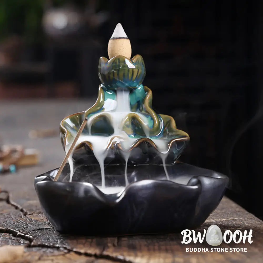 BWOOOH ceramic backflow incense burner - Lotus Leaf Koi Fish Ceramic Backflo