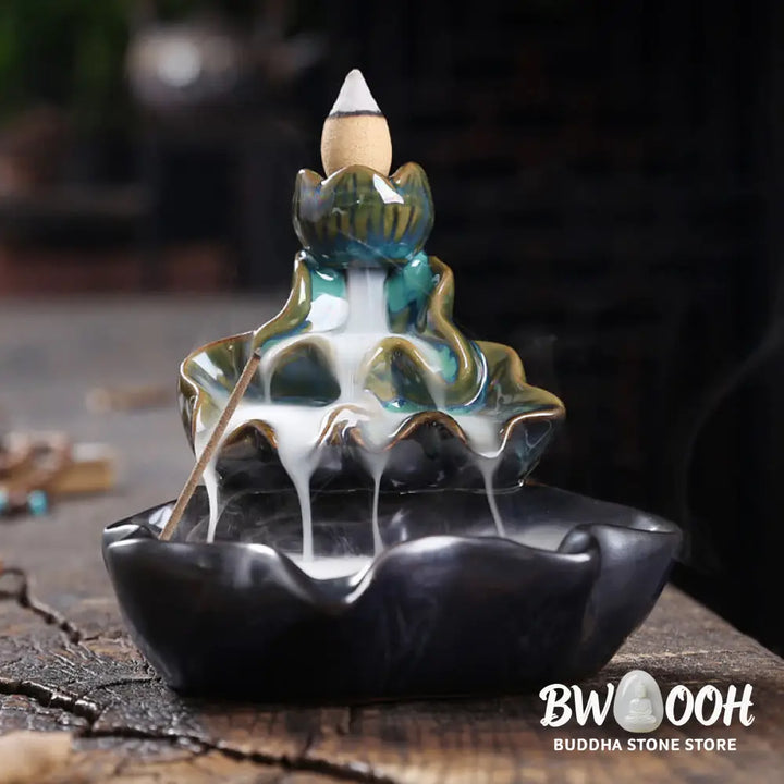 BWOOOH ceramic backflow incense burner - Lotus Leaf Koi Fish Ceramic Backflo