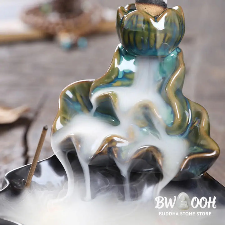 BWOOOH ceramic backflow incense burner - Lotus Leaf Koi Fish Ceramic Backflo