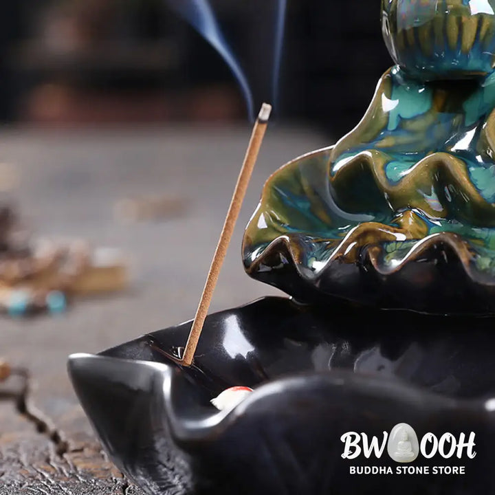 BWOOOH ceramic backflow incense burner - Lotus Leaf Koi Fish Ceramic Backflo