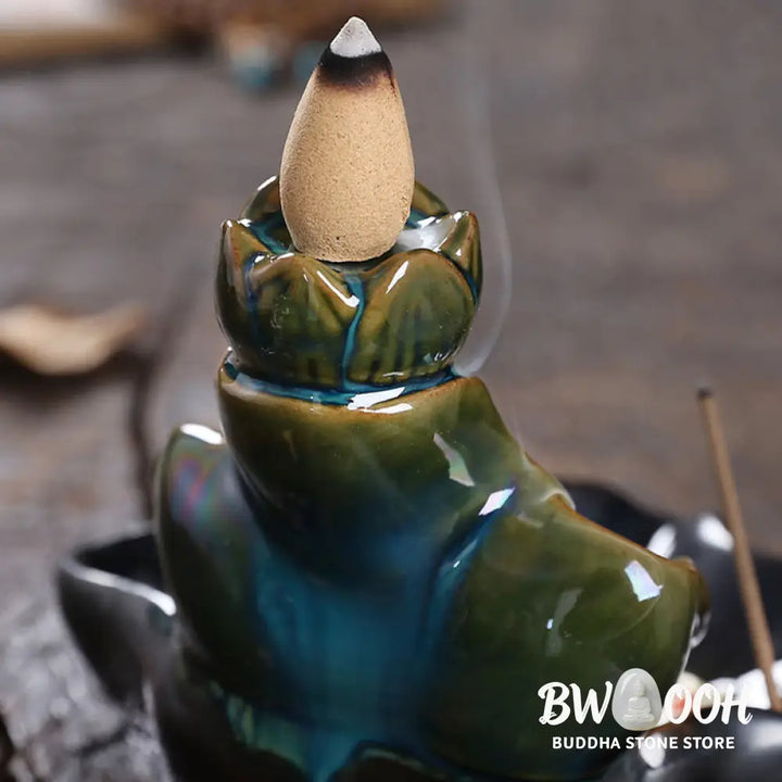 BWOOOH ceramic backflow incense burner - Lotus Leaf Koi Fish Ceramic Backflo