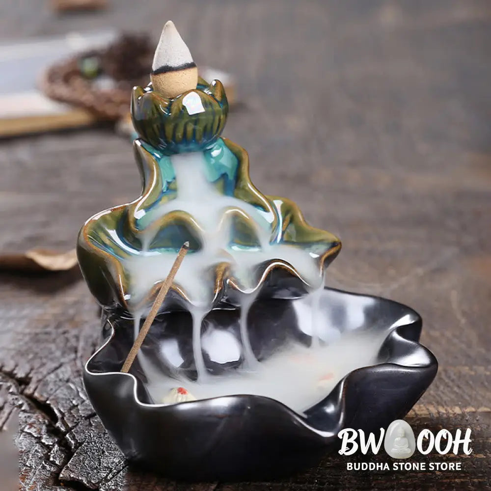 BWOOOH ceramic backflow incense burner - Lotus Leaf Koi Fish Ceramic Backflo