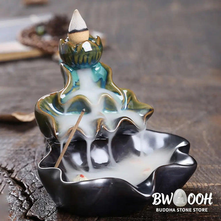 BWOOOH ceramic backflow incense burner - Lotus Leaf Koi Fish Ceramic Backflo