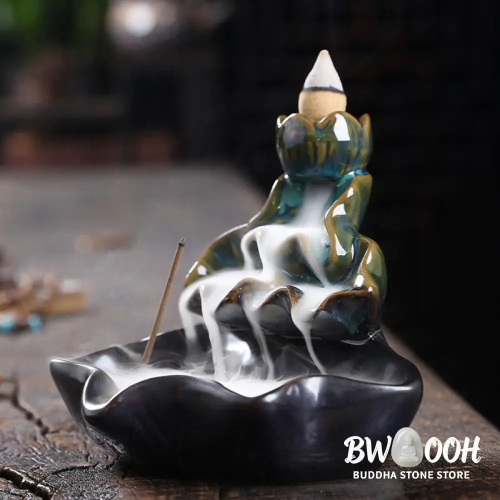 BWOOOH ceramic backflow incense burner - Lotus Leaf Koi Fish Ceramic Backflo