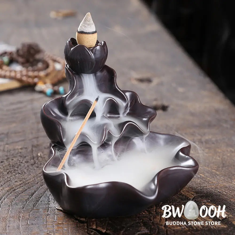BWOOOH ceramic backflow incense burner - Lotus Leaf Koi Fish Ceramic Backflo