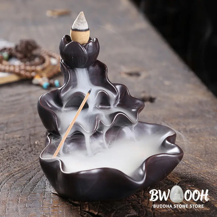 BWOOOH ceramic backflow incense burner - Lotus Leaf Koi Fish Ceramic Backflo